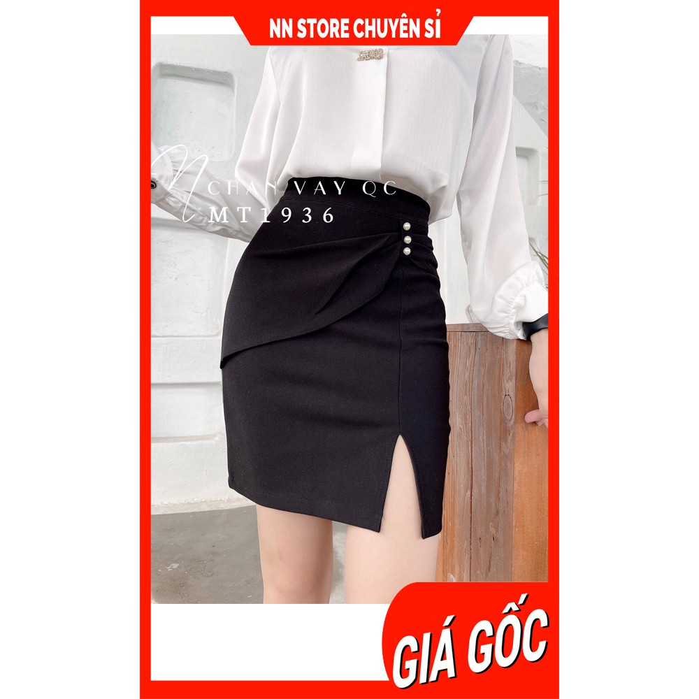 Chân váy công sở nữ chất thun umi cao cấp co giãn phom ôm dáng ôm body phối kiểu xẻ tà đính cườm dễ thương 🛑 Chân váy MT