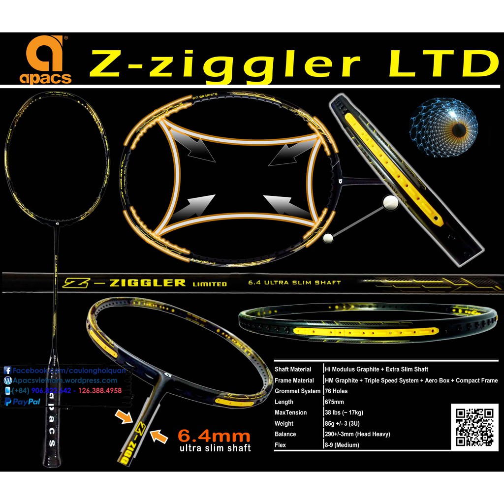 Vợt cầu lông Apacs Ziggler Limited LTD (4U) | thân siêu nhỏ, đánh siêu đã