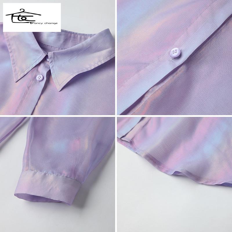 Hàng Có Sẵn Bán Chạy~Áo Sơ Mi Dài Tay Dáng Rộng Chống Nắng Mùa Hè Màu Tím Nhạt Kiểu Dáng Đẹp Cho Nữ