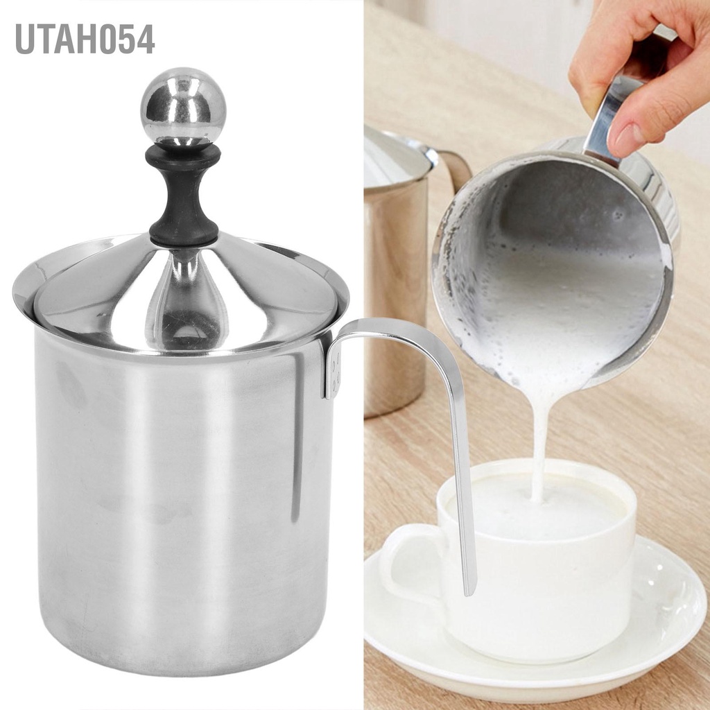 Utah054 Máy làm bọt sữa bằng tay 800ML hai lớp thép không gỉ tạo cho nhà bếp