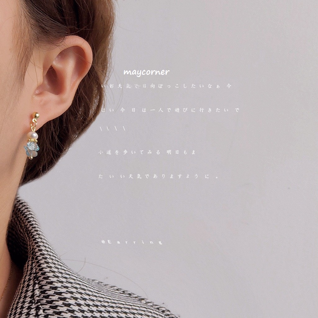 Khuyên tai đá xanh xếp tầng Mạ bạc 925 cao cấp 1609