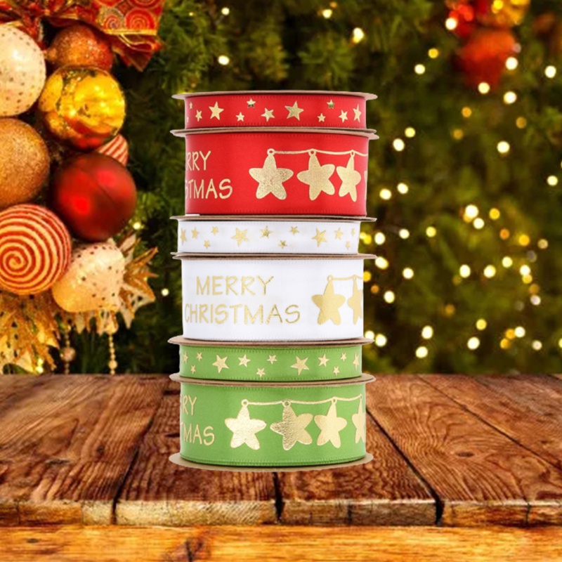 Cuộn Dây Ruy Băng Polyester In Họa Tiết Giáng Sinh DIY
