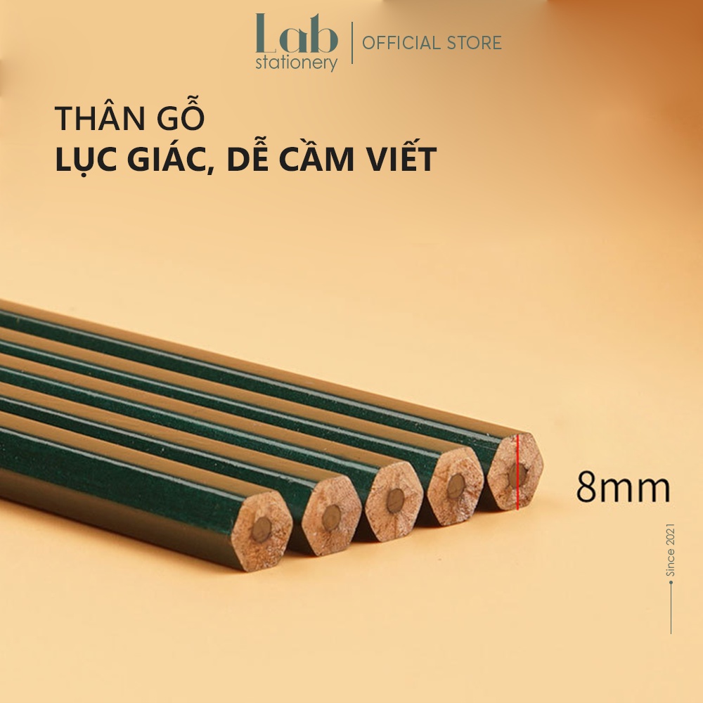 Bút Chì Lục Giác Lab 2B/HB Vỉ 10 Chiếc Labo Dùng Tập Viết, Vẽ Mỹ Thuật, Làm Bài Kiểm Tra