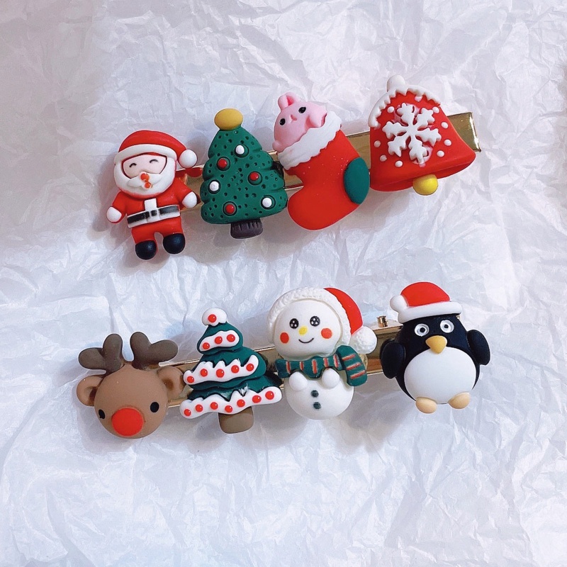 Kẹp Tóc Nhựa Họa Tiết Hoạt Hình Phong Cách Giáng Sinh Cho Bé Gái