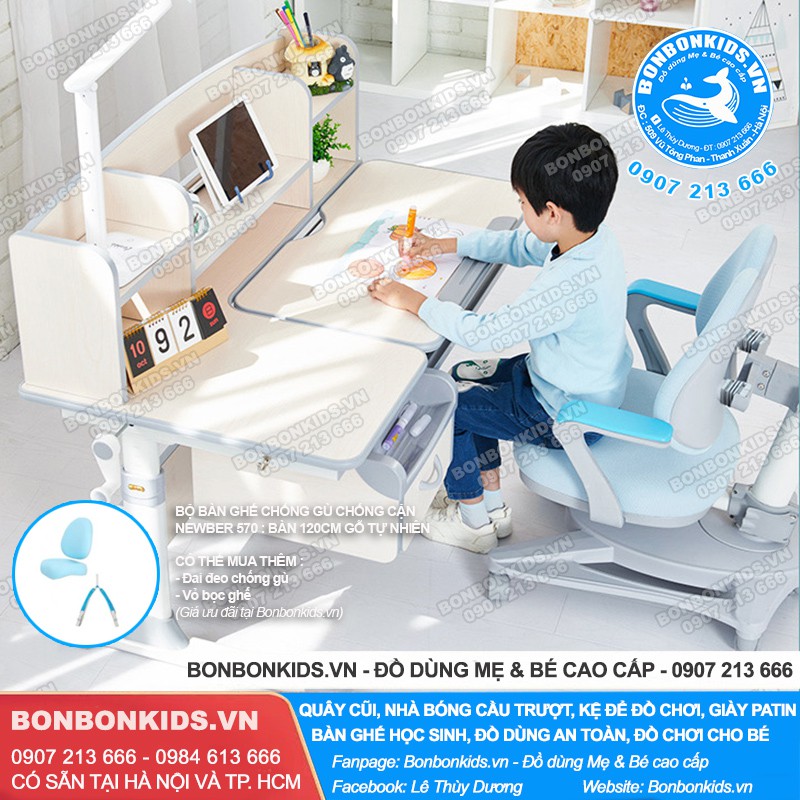 Bộ bàn ghế chống cận gù chống cận Newber G570 cao cấp (120cm Gỗ tự nhiên) | BigBuy360 - bigbuy360.vn