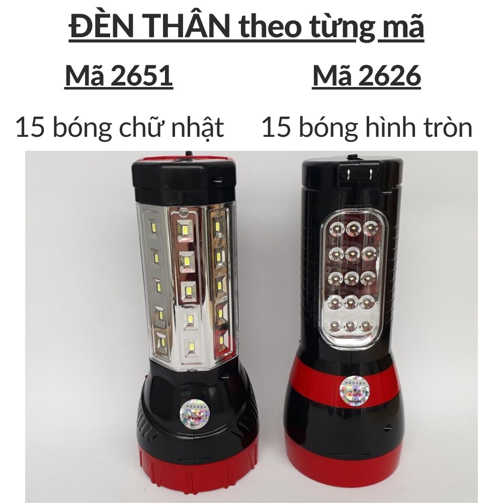 Đèn Pin Bóng LED Sạc Tích Điện Kiêm Đèn Bàn Đèn Ngoài Trời Dự Phòng Mất Điện KM2626 / KM2651 (Pin Khỏe + Giá Rẻ)