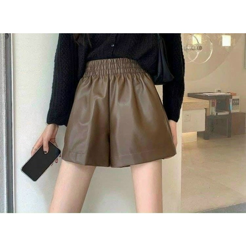 Quần short da lưng thun