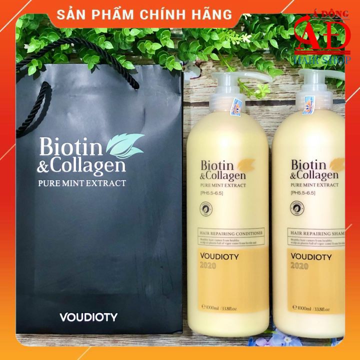 [CHÍNH HÃNG][1000ML] DẦU GỘI XẢ BIOTIN COLLAGEN VOUDIOTY 2020 REPAIR PHỤC HỒI KÍCH THÍCH MỌC TÓC (MÀU VÀNG)