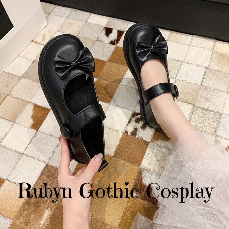 [CÓ SẴN]  Giày Búp Bê Lolita Đính Nơ Xinh Xắn ( Size 35 - 40 ) Màu Nâu và Đen