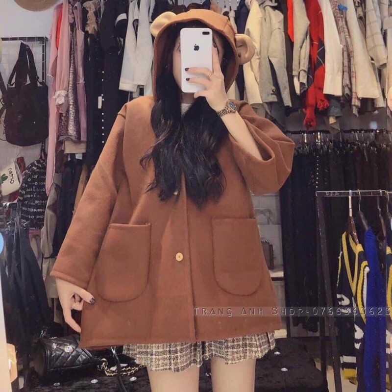 Aó khoác Dạ Tai Gấu Hàng Quảng Châu Cao Cấp, áo dạ 2 lớp dày và chất mịn | BigBuy360 - bigbuy360.vn