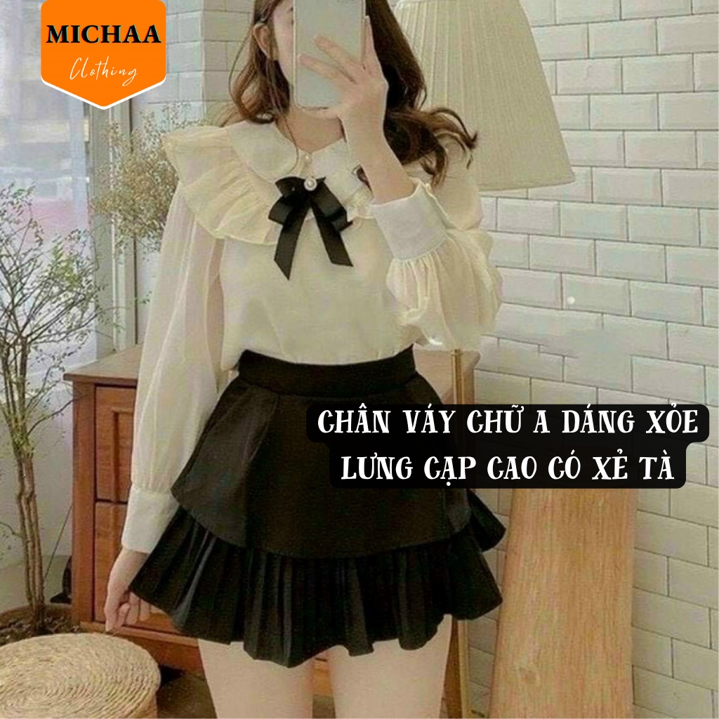 Chân Váy XẾP LY 2 TẦNG Ngắn Dáng Xòe Lưng Cạp Cao Tennis Có Lót Trong - MICHAA