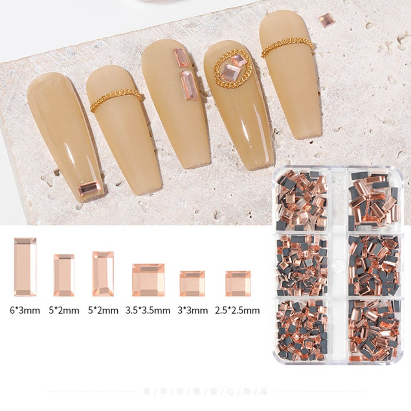 1 Hộp Kim Cương Giả Màu Vàng/ Bạc/ Bạc Hình Dạng Phẳng 3D Tự Trang Trí Móng Tay Nghệ Thuật 6cell