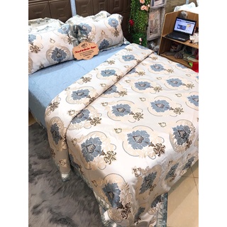 Bộ chăn ga gối chất liệu gấm lụa 5 món