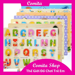 Đồ chơi bảng lắp ráp con số chữ cái con vật đồ vật bằng gỗ cho bé COMITA.