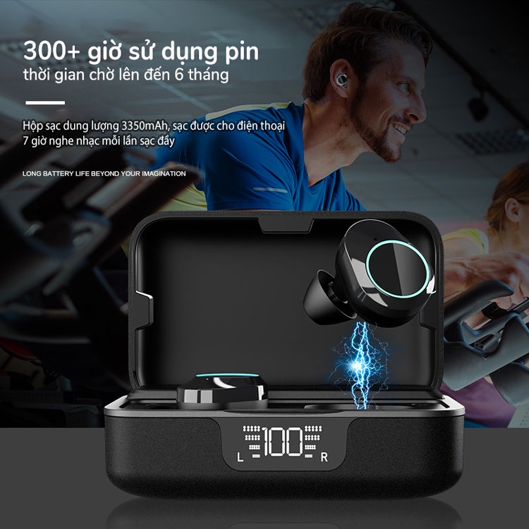 Tai nghe Bluetooth G02 Pro-TWS tích hợp pin dự phòng 3350mAh