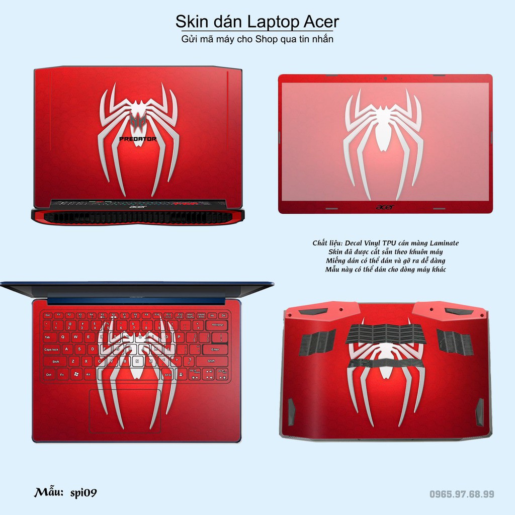 Skin dán Laptop Acer in hình người nhện Spiderman (inbox mã máy cho Shop)