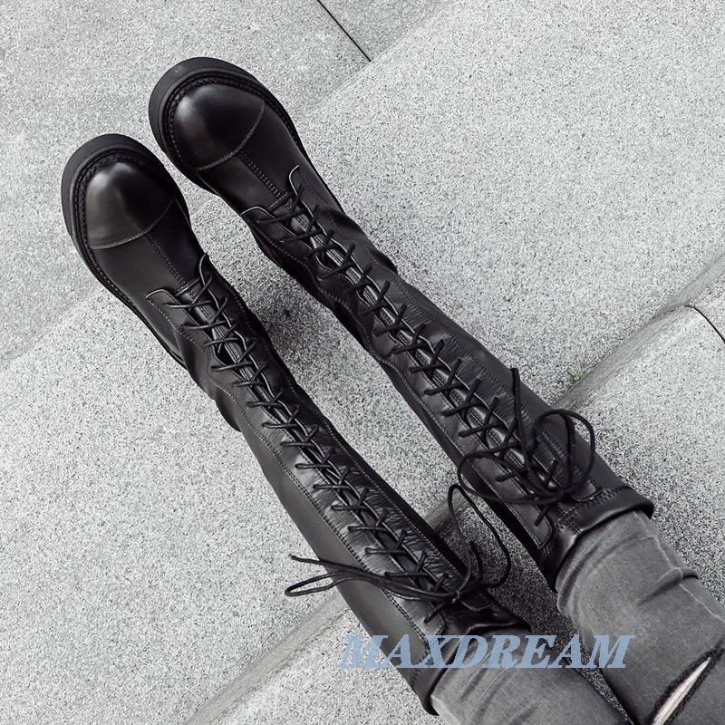 Giày bốt martin cổ cao phong cách xuân thu Anh Quốc cá tính cho nữ