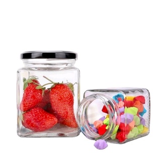 Combo 10 hủ thủy tinh vuông 100ml / nắp đen - vàng