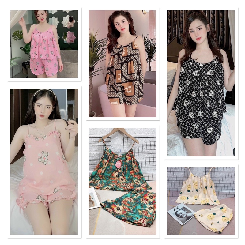 Đồ Bộ Lụa satin cộc tay *siêu cute* nhé. Hình và mẫu chụp là ẢNH THẬT 100%