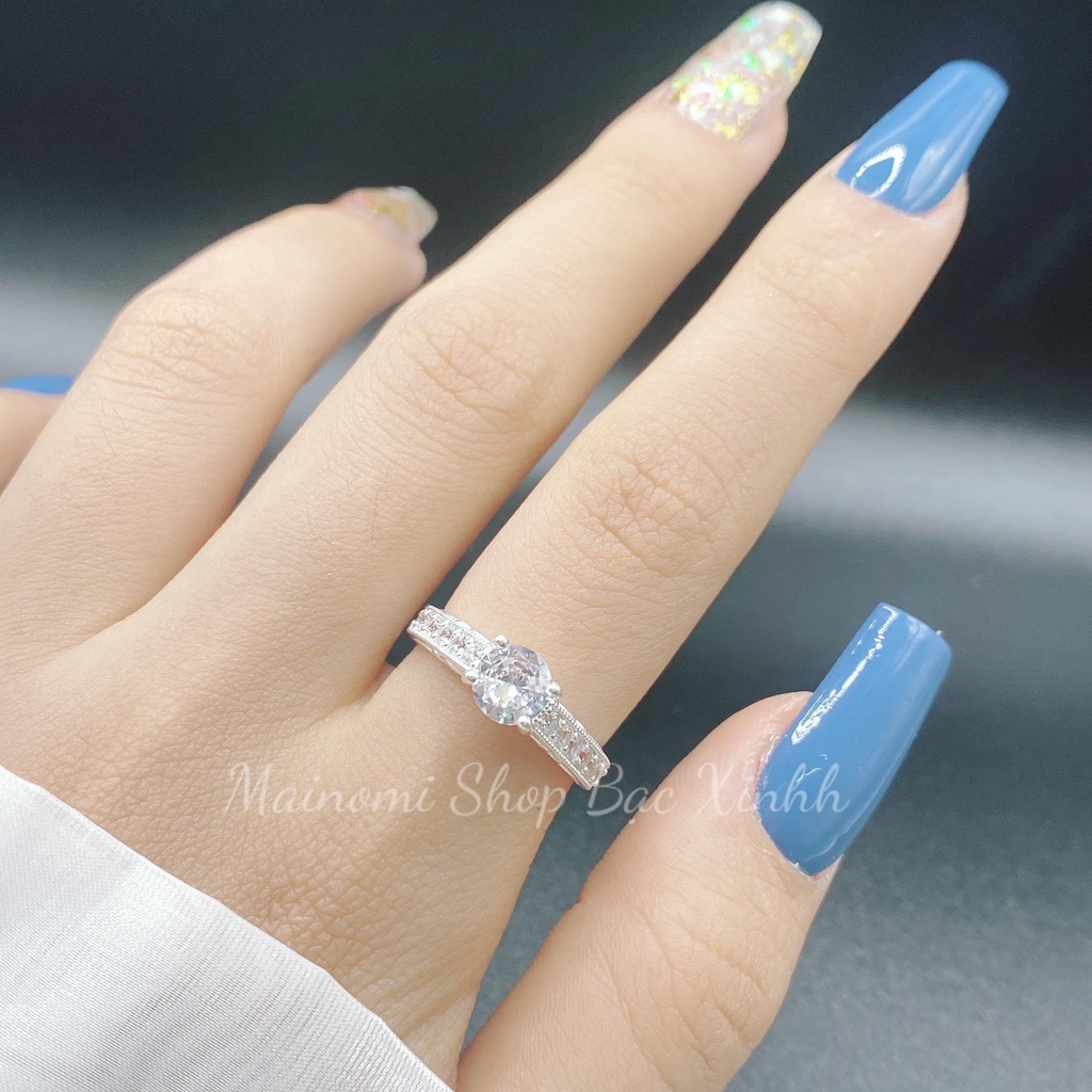 Nhẫn nữ hoàng MAINOMI QUEEN viền tinh xảo hoa văn bắt mắt chuẩn bạc ta