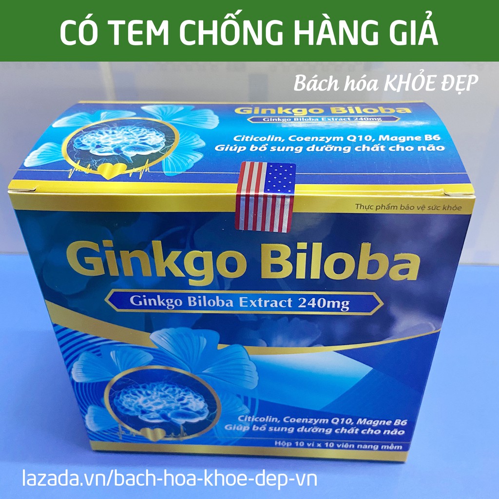Hoạt huyết dưỡng não Ginkgo Biloba Extract 240mg - Hộp Xanh da trời 100 viên | BigBuy360 - bigbuy360.vn