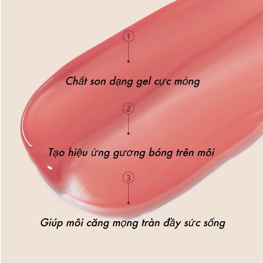 Son tint bóng con nhím GOGO TALES CAPPUVINI Water Light Sweet Ripple Lip Gloss Air GogoTales làm đôi môi căng mọng
