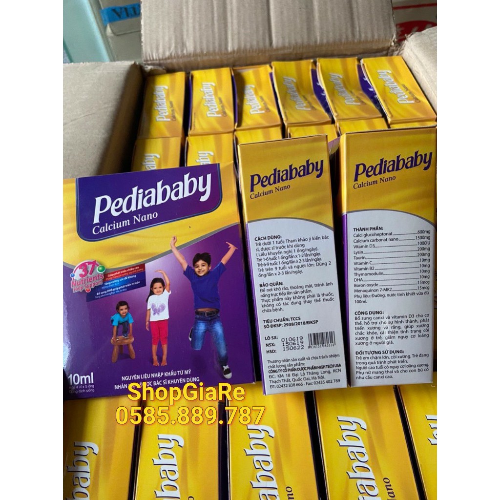 Pediababy calcium nano bổ sung canxi, phát triển chiều cao 20 ong