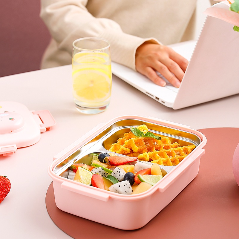 Hộp cơm giữ nhiệt văn phòng inox 316- 1124ml, 2/3 ngăn chống tràn, 4 màu hiện đại, hâm nóng đơn giả