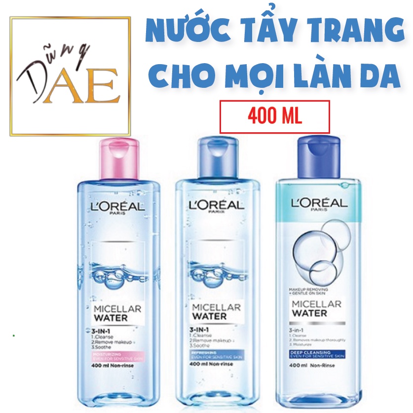 Nước tẩy trang cho mọi loại da L'Oreal Paris 3-in-1 Micellar Water 400ml