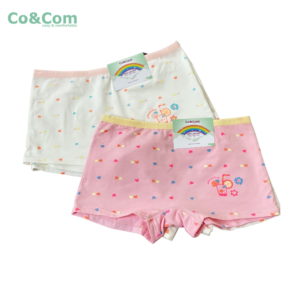 Set 2 Quần Chip Bé Gái 26-32 Kg, Quần Lót Dáng Đùi Co&amp;Com CD70058 Cotton Cao Cấp Dễ Thương Dáng Ôm