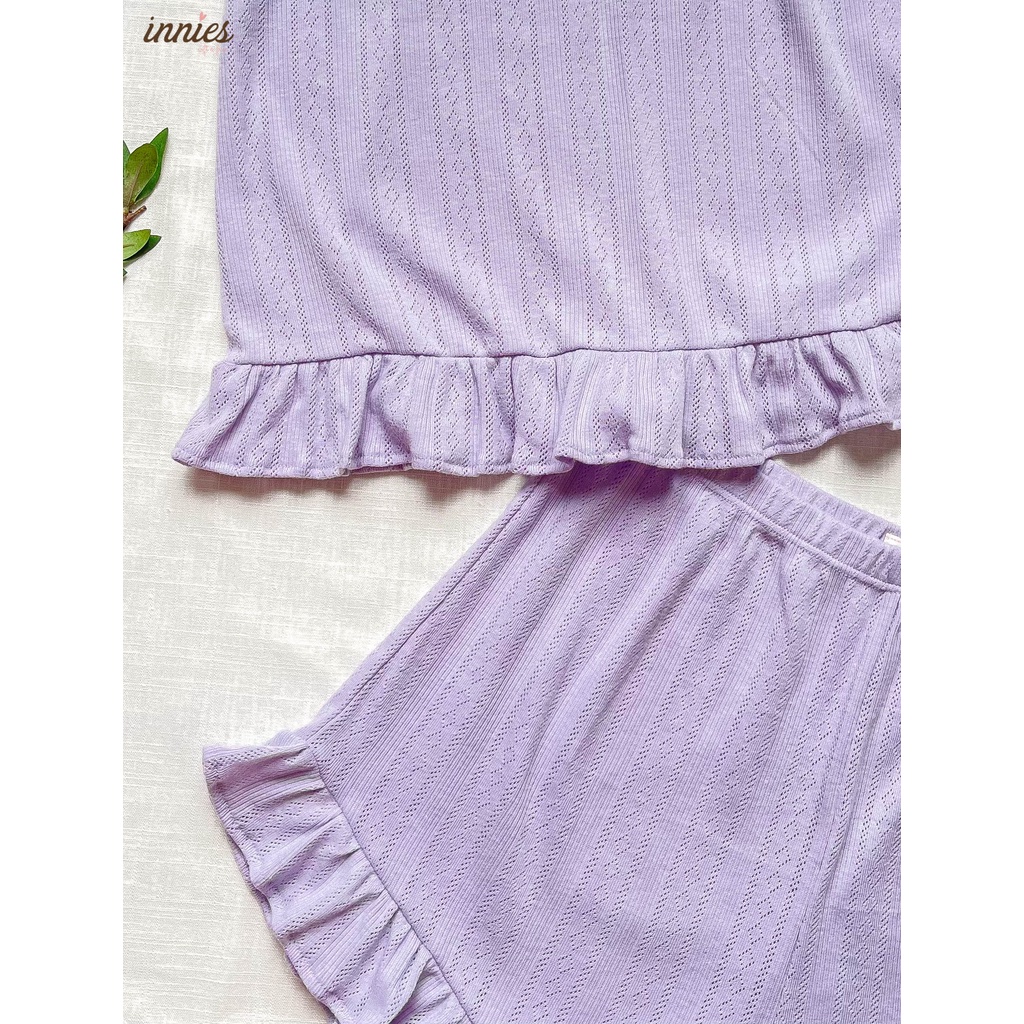 Bộ 2 dây tím pastel phối bèo dễ thương cho nữ - Innies