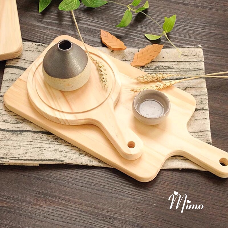 Thớt gỗ decor cầm tay hình chữ nhật kích thước 44x21cm phụ kiện trang trí nhà cửa chụp ảnh, khay trà bánh,...