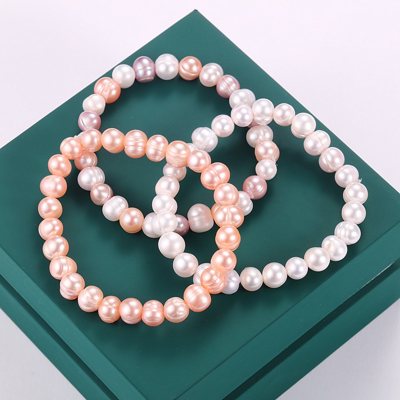 Vòng Tay Hạt Ngọc Trai Tự Nhiên Ba Màu 7-8mm Cho Nữ