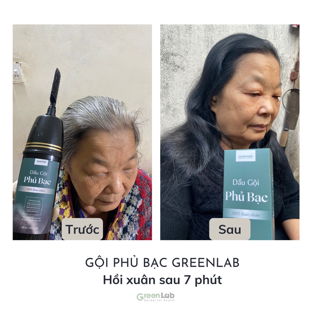 Dầu gội Phủ Bạc GreenLab thiên nhiên tóc nhuộm đen trong 7 phút 200ml