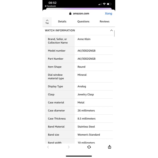 Pass đồng hồ anne klein