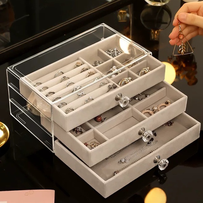 Hộp Nhựa Trong Suốt Nhiều Tầng Trưng Bày Trang Sức / Trang Sức-URBSS3C-YK