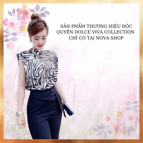 Set áo họa tiết cổ tròn quần dáng suông S1873_thiết kế DOLCE VIVA COLLECTION (kèm ảnh thật)