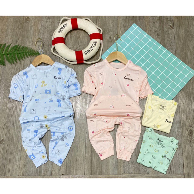 [xinh quá] Bộ quần áo dài tay cotton thun lạnh Minky mom cho bé trai bé gái mẫu A3 từ 0-16 tháng (Giao màu Ngẫu nhiên)