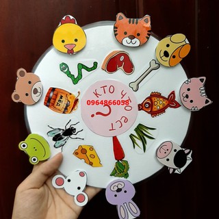 Đồ chơi Con gì ăn gì- Giấy cứng ép plastic có bóc dán