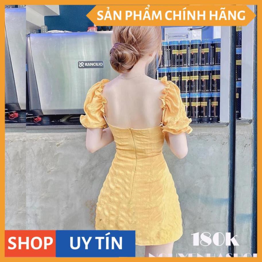 Đầm Váy Body Tay Phồng Đính Nút Chất Liệu Cao Cấp (Có Mút Ngực) Đa Màu Sắc (Vàng, Xanh, Hồng) Thời Trang Nữ Dự Tiệc, Dạo | WebRaoVat - webraovat.net.vn