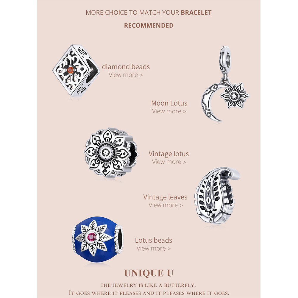 Hạt xỏ BAMOER SCC1821 bạc 925 nhiều kiểu dáng tùy chọn làm trang sức DIY