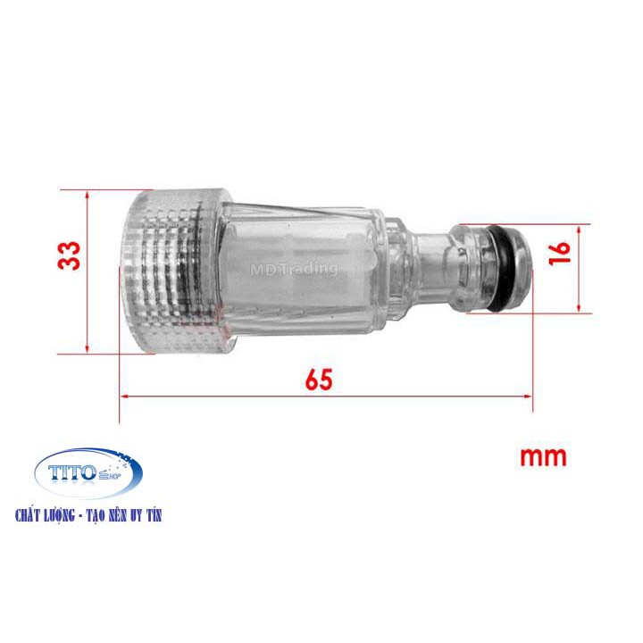 Đầu lọc nước - Cút lọc nước nhựa - Phụ kiện máy rửa xe cao áp