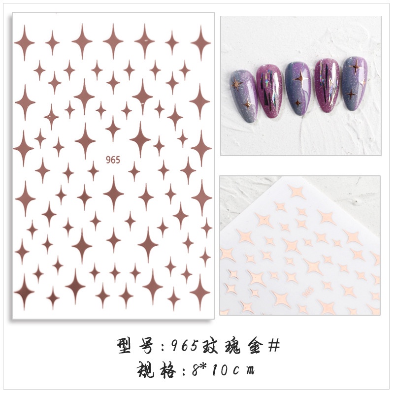 Miếng Dán Móng Tay 3D Màu Vàng/Bạc/Đen/Trắng