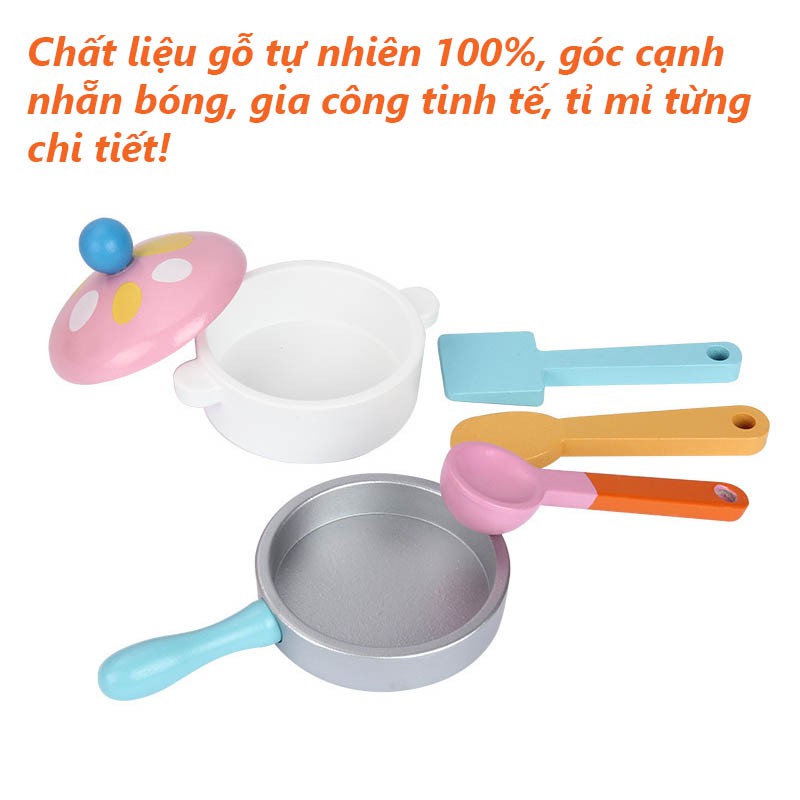 Bộ Bếp Gỗ Đồ Chơi Cho Bé - Màu Hồng