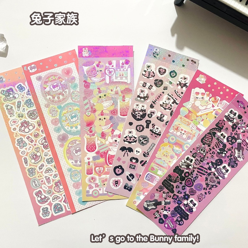 Peach 1Pcs Color laser cartoon waterproof sticker Journal Scrapbook Decor Sticker