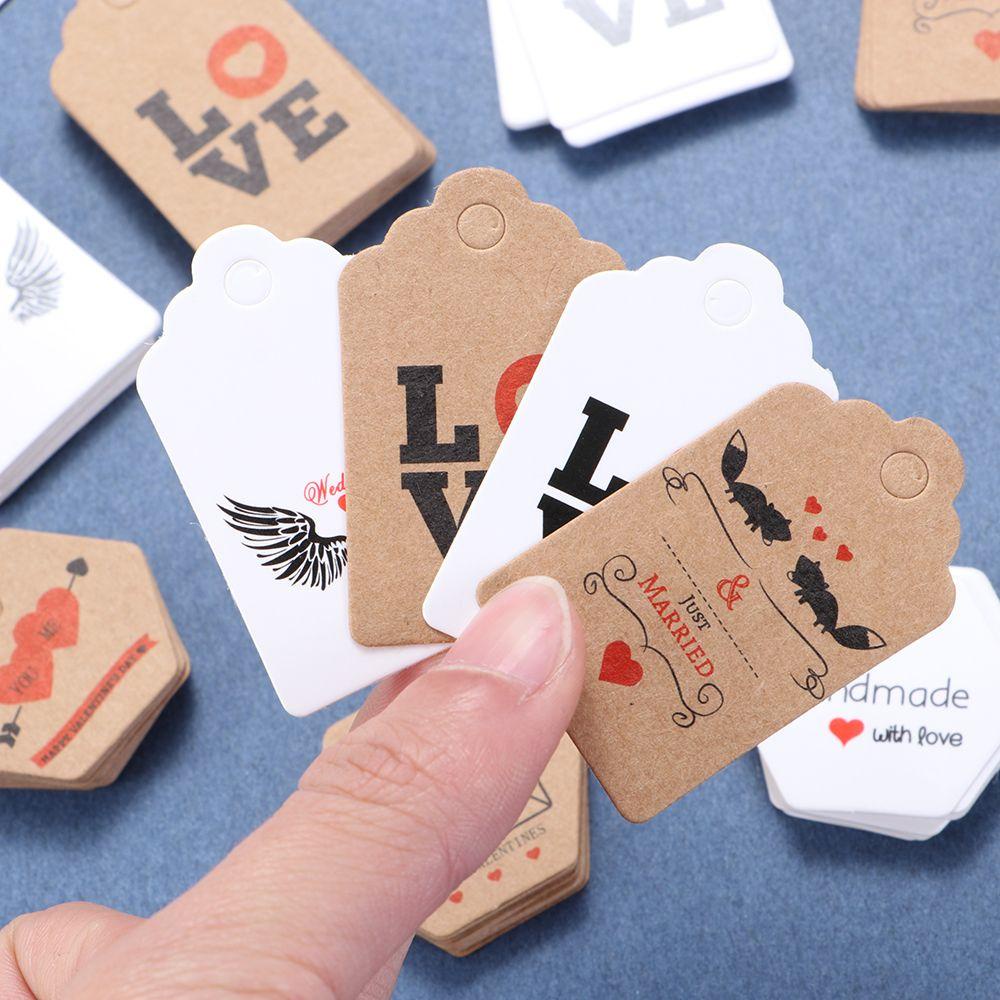 Set 100 Thẻ Quà Tặng In Chữ Thank You Độc Đáo Trang Trí Gói Quà DIY