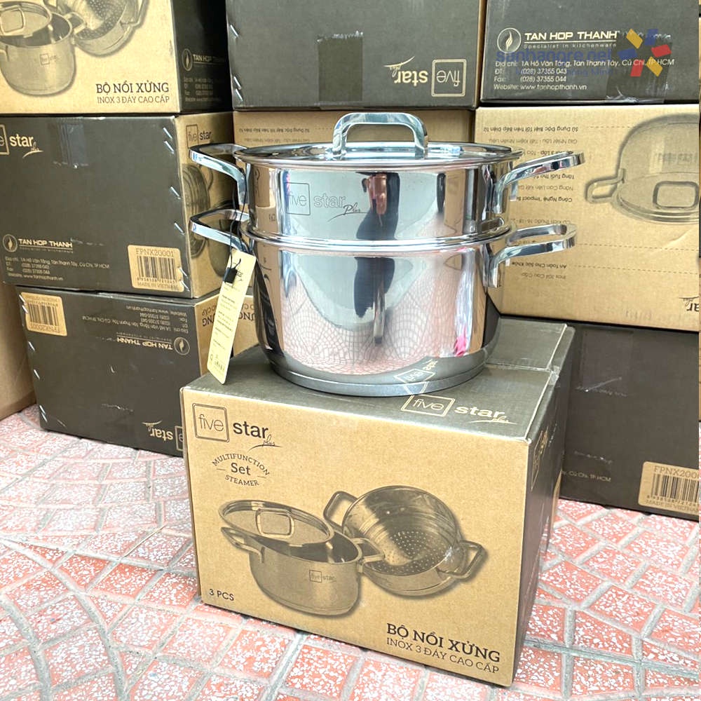 Bộ Nồi Xửng 3 Đáy Inox 304 Fivestar Plus 20cm FPNX20001 HÀNG CHÍNH HÃNG FIVESTAR Bảo Hành 25 Năm