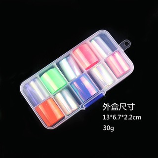 Set 10 cuộn foil giấy bóng kính aurora trang trí móng tay-ĐỒ NAIL VIỆT