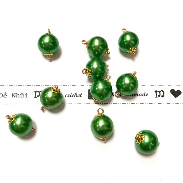 10 Charm Trai Nhựa 12mm Phụ Kiện Xi Mạ Vàng