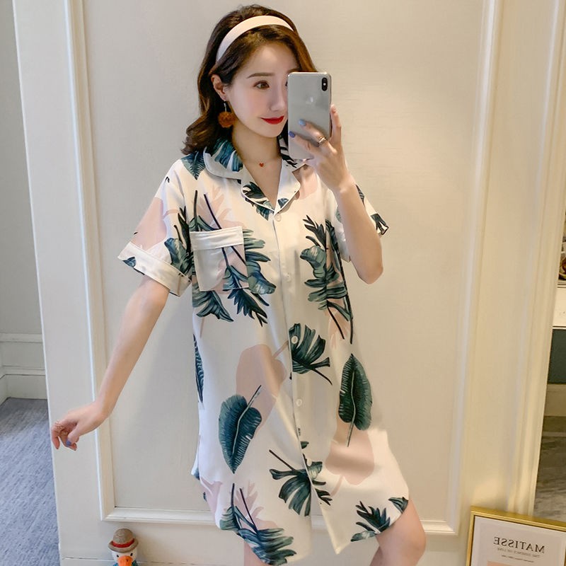 Bộ Đồ Ngủ Lụa Tay Ngắn Kiểu Dáng Quyến Rũ Cho Nữ | BigBuy360 - bigbuy360.vn